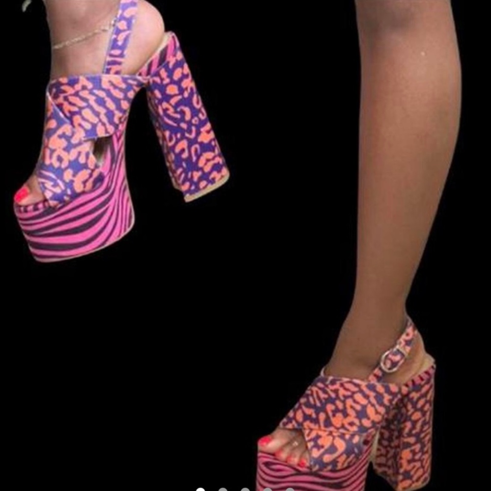 Animal print platform heels